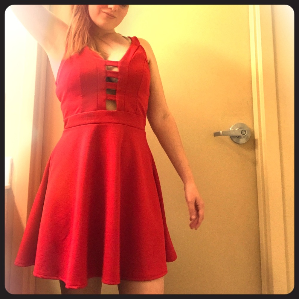 Red skater dress
